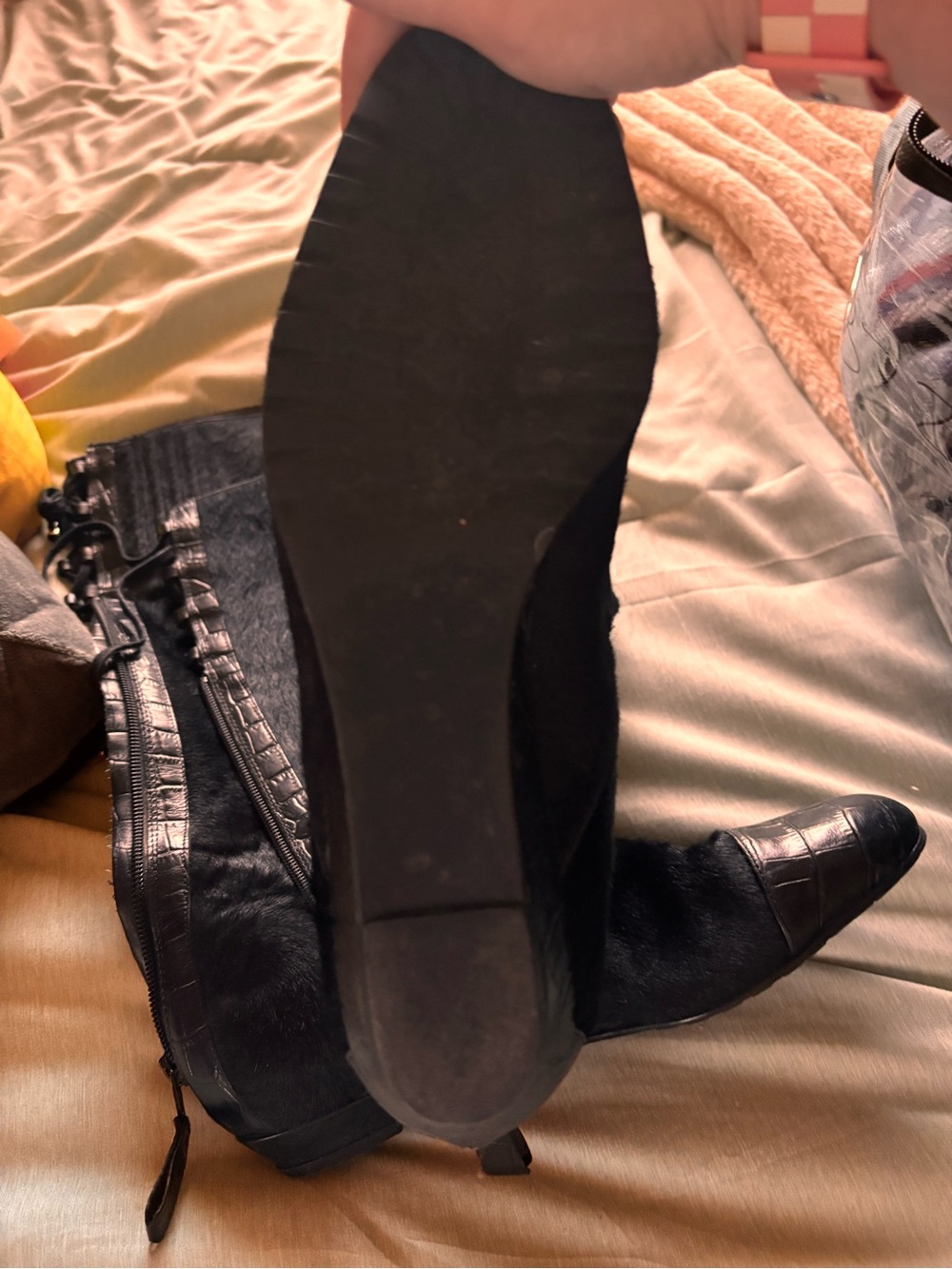 Women’s Black Hair calf & Leather Boots size 8 - Picture 6 of 8